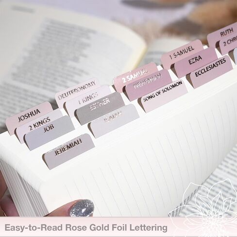 Laminated Bible Tabs for Women, Bible Study, Gold Foil Indexing Labels, Bible Journaling, Durable, New and Old Testament, Christian, Catholic, Apocrypha, 90 Tabs - Let Him Shine in Kuwait