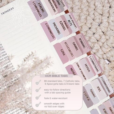 Laminated Bible Tabs for Women, Bible Study, Gold Foil Indexing Labels, Bible Journaling, Durable, New and Old Testament, Christian, Catholic, Apocrypha, 90 Tabs - Let Him Shine in Kuwait