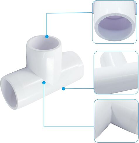 Piutouyar 4 PCS 1 بوصة تي شيرت كوع PVC أنبوب تركيب ، 3 طريقة الأثاث أنابيب موصل PVC كوع موصل ركن الأنبوب in Kuwait
