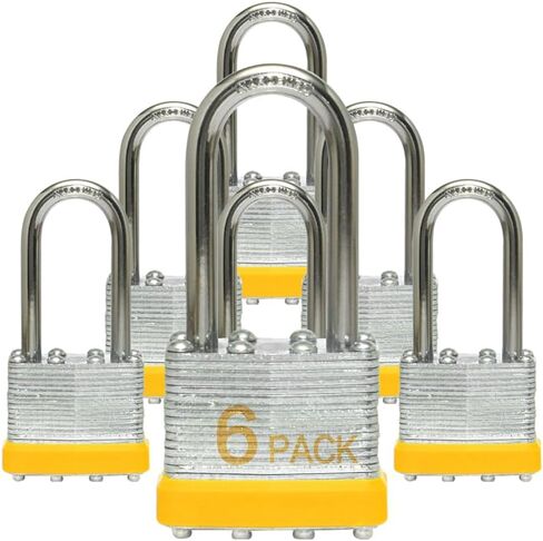 Lock Outdoor Padlocks, Key Lock, Padlocks with Same Key - Laminated Steel Keyed Padlocks with Long Shackle, 12 Pack, for Hasp Latch, Sheds, Fences, Storage Locker, School, Gym in Kuwait