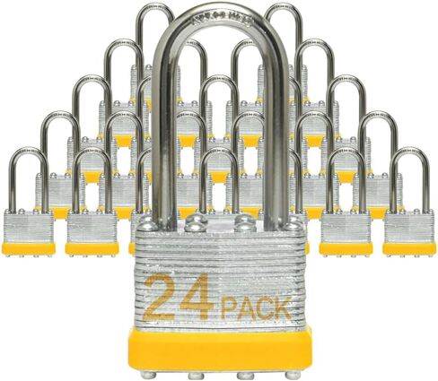 Lock Outdoor Padlocks, Key Lock, Padlocks with Same Key - Laminated Steel Keyed Padlocks with Long Shackle, 12 Pack, for Hasp Latch, Sheds, Fences, Storage Locker, School, Gym in Kuwait