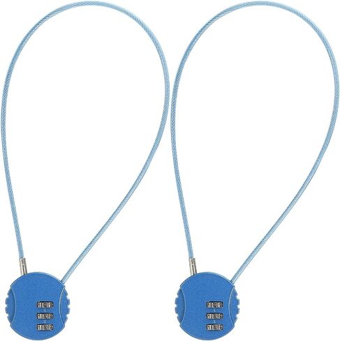 PATIKIL 2 Pack 3 Digit Combination Lock,Round Helmet Padlock Cable Lock Gym Locker Lock with 1.31Ft Flexible Security Steel Lock Wire for Bike Locker Travel Luggage, Silver in Kuwait
