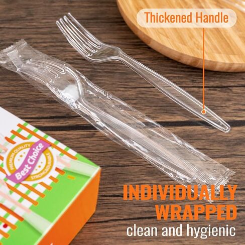 Disposable Plastic Spoons Clear, Pack of 50 Individually Wrapped in Kuwait