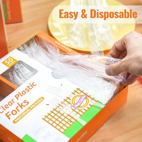Disposable Plastic Spoons Clear, Pack of 50 Individually Wrapped in Kuwait