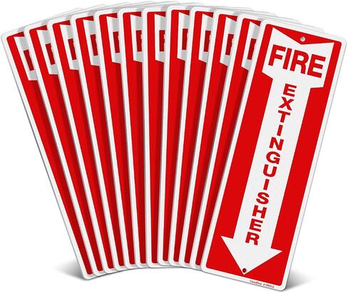 GicnKeuz Fire Extinguisher Sign, 12"x4" .040 Rust Free Heavy Aluminum, Reflective, Weatherproof and Fade Resistant, 2 pre-drilled holes, Easy to Install, Indoors and Outdoors Use (4-Pack) in Kuwait