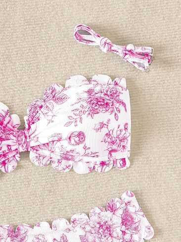 Shenhe Women's 2 قطعة Bandeau Bikini مجموعات الأزهار طباعة الأسقلوب البوهو بلا حمالات in Kuwait