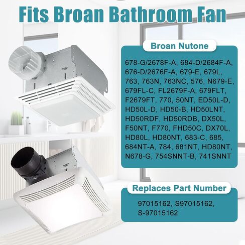 676-D, 678-G/2678F-A Replacement Motor, S97015162 Motor for Broan NuTone 684-D, 2684F-A, 683-C, 763N, 679L, 684NT-A, HD80L, 679-E, 763, HD80NT, 679FL-C, FL2679F-A, 741SNNT Bathroom Exhaust Fan Motor in Kuwait