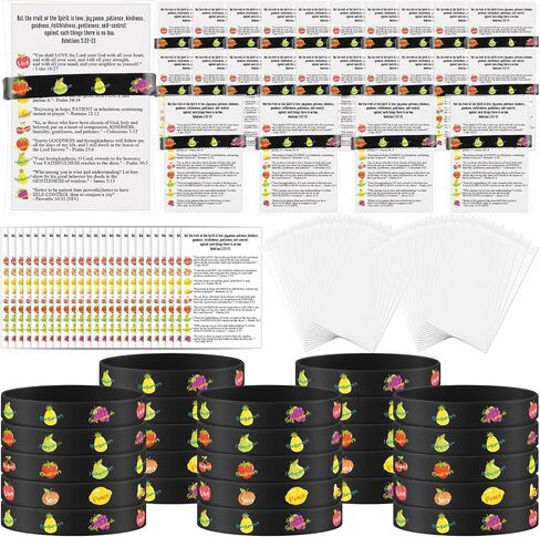 25 Set Fruits of the Spirit Christian Gifts Holy Week Gift Silicone Bracelets Bible Cards and Bags Church Gifts Sunday School Supplies Religious Stocking Stuffers Classroom Prizes for Kids in Saudi Arabia