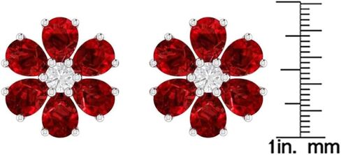 Silver Smile - 925 Sterling Silver Flowers Stud Earrings for Women | Attractive Small Gem Shaped Gemstone Studs with Push Backs | Hypoallergenic Earrings for Teen Girls in Saudi Arabia