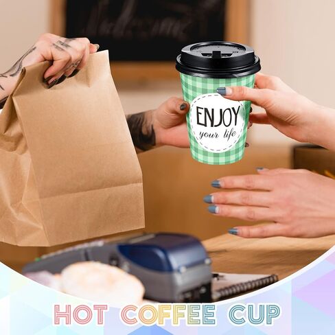 Gerrii 100 Pack Coffes Coffee Couph مع أغطية وقش ، ورقيب تحفيزي مع 6 اقتباسات وتصميمات للمياه والعصير والشاي والمنزل ومقهى Shop (12 أوقية) in Kuwait