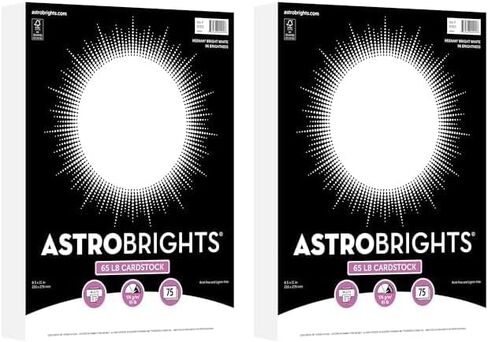 Astrobrights/Neenah Bright White Cardstock، 8.5 بوصة × 11 بوصة، 65 رطل/176 جرامًا للمتر المربع، أبيض، 75 ورقة (90905-02) - قد تختلف التعبئة in Saudi Arabia