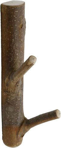 2Pcs Real Wood Tree Branch Double Wall Hooks, Farmhouse Rustic Decorative Wooden Without Bark Trunk Thickness 2cm-3cm with Screw in Kuwait