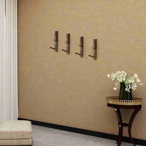 2Pcs Real Wood Tree Branch Double Wall Hooks, Farmhouse Rustic Decorative Wooden Without Bark Trunk Thickness 2cm-3cm with Screw in Kuwait