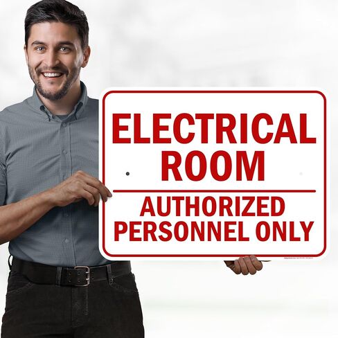 Electrical Room Authorized Personnel Only Sign, 10x14 Inches, Rust Free .040 Aluminum, Fade Resistant, Made in USA by My Sign Center in Kuwait