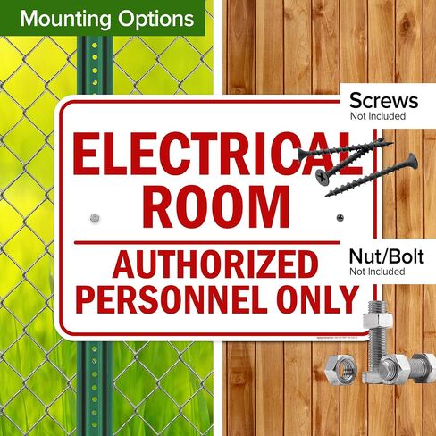 Electrical Room Authorized Personnel Only Sign, 10x14 Inches, Rust Free .040 Aluminum, Fade Resistant, Made in USA by My Sign Center in Kuwait