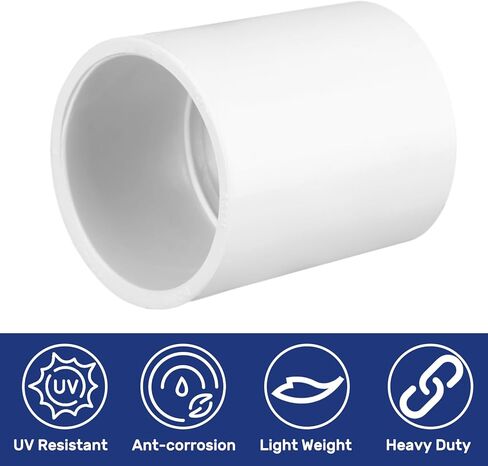 Retisee 30 Pcs 1 Inch PVC Pipe Coupling Adapter, Pipe Fitting Connector, Furniture Build Grade White PVC Connectors, SCH40 (Socket x Socket) for Home Industrial Use in Kuwait