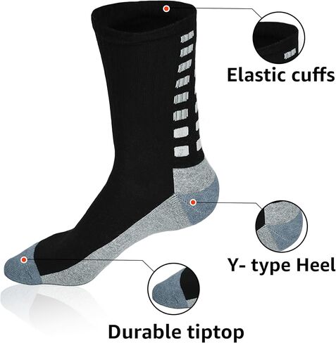 Grip Socks - Anti-Slip Non-Slip Comfortable Socks for Football, Basketball, Running, Yoga, and Athletic Use - Multicolor Medium Pack of 3 for Men & Women in Kuwait