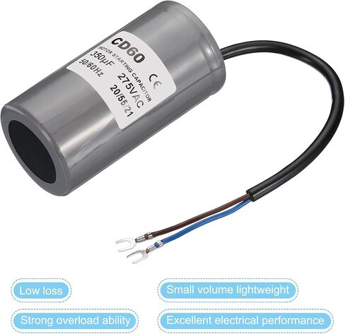 PATIKIL CD60 Running Capacitor, 2 Pack 200uF 275V 2 Wires 50/60Hz Motor Starting Capacitor 100x50mm for Air Compressor Motor Starts Running in Kuwait