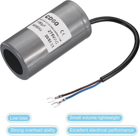 PATIKIL CD60 Running Capacitor, 2 Pack 200uF 275V 2 Wires 50/60Hz Motor Starting Capacitor 100x50mm for Air Compressor Motor Starts Running in Kuwait