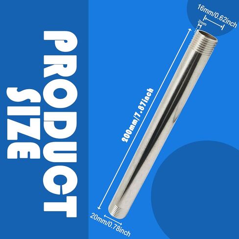 2pcs 80mm/3.15 بوصة ، G1/2 "ذكر X G1/2" ذكور ذكور أنابيب الحلمة ، موصل امتداد أنابيب مياه الصلب غير القابل للصدأ in Kuwait