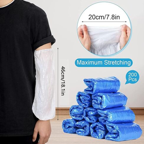 Disposable Oversleeves Covers, 200PCS Plastic Arm Sleeves Covers for Painting Repairing Cleaning Tattooing - White in Kuwait