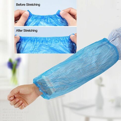 Disposable Oversleeves Covers, 200PCS Plastic Arm Sleeves Covers for Painting Repairing Cleaning Tattooing - White in Kuwait