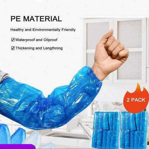 Disposable Oversleeves Covers, 200PCS Plastic Arm Sleeves Covers for Painting Repairing Cleaning Tattooing - White in Kuwait