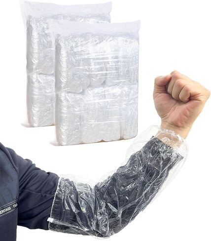 Disposable Oversleeves Covers, 200PCS Plastic Arm Sleeves Covers for Painting Repairing Cleaning Tattooing - White in Kuwait