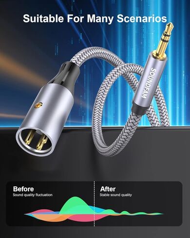 XLR Splitter Cable XLR SPLITTER 1 أنثى إلى 2 من الذكور المتوازن ميكروفون التصحيح كابل ، 2 ذكر إلى 1 أنثى y الكابل الميكروفون y أنثى رمادية (1.6 قدم/0.5M) in Kuwait
