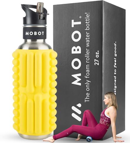 Mobot Portable Travel Foam Roller Bottle مع Sip Straw ، غطاء المسمار الفولاذ المقاوم للصدأ | زجاجة مياه رياضية معزولة وكرات الرغوة لليوغا ، التمرين ، صالة الألعاب الرياضية المنزلية ، وممارسة 40 أوقية. (أزرق) in Saudi Arabia