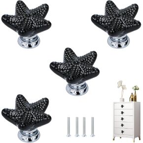Starfish Drawer Knobs Coastal Kitchen Cabinet Knos Beach Themeb Knob Ceramic Dresser Pulls and Handles for Dresser Cupboard Wardrobe Cabinet Handle (White)