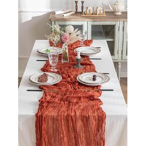 6 حزمة 10ft terracotta cheesecrolth table steners - 35x120 inch boho Gauze Rustic sheer لحفلات الزفاف ، والاستحمام الزفاف ، والاستحمام للأطفال ، وحفلات العطلات وديكور الطاولة (Terracotta)