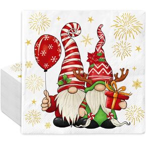 anydesign 80 حزمة عيد الحب الورق المناديل Gnome القلب المناديل القابلة للتخلص من المناديل الزخرفية الغداء مناديل عشاء لعيد عيد ميلاد لوازم حفلات الزفاف ، 6.5 × 6.5 بوصة