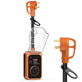 RV Surge Protector 50 أمبير مضاد للماء (12000 جول) مع شهادة السلامة ، قابس محول RV للعربة ، محلل الدائرة لمقطورات السفر