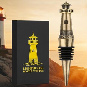سدادة النبيذ من Lkkcher Nautical Lighthouse ، هدايا النبيذ للرجال عشاق الفاروس ، سدادات الزجاجة لشمبانيا النبيذ ، هدايا أعياد الميلاد ، توفير النبيذ ، إكسسوارات النبيذ ، الفضة الداكنة