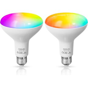 المصابيح الإضاءة الذكية واي فاي 150 واط مكافئة ، 16 واط قابلة لل dimmable 1600lm BR30 ، تعمل المصباح الذكي في الفيضانات مع Alexa Google Home No Hub ، E26 LED LED Alexa Light ، 2700K-6500K RGBCW CRI> 90 ، 4 Pack