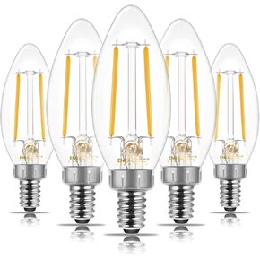 B11 E12 Candelabra LED LED LED 60 واط مكافئ ، مصابيح ثريا LED قابلة للضوء ، ناعمة بيضاء 2700K ، 550LM ، لمبة خيوط شموع زخرفية لمراوح السقف ، UL مدرجة ، 12 حزمة
