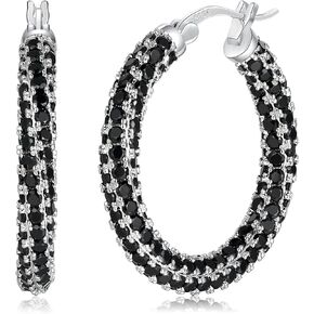 CiNily Hoop Earrings for Women Hypoallergenic, 14K Gold Plated 925 Sterling Silver Lightweight Mult-colors Crystal CZ Chunky Open Hoops Earrings Jewelry Gifts for Sensitive Ears 28mm/1.2" in Kuwait