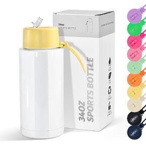 Agh 4 Pack 34oz تسامي زجاجة زجاجة ماء مع قش ، قارورة الفولاذ المقاوم للصدأ مزدوج الفراغ معزول ، فم واسع الفم زجاجة المياه الحرارية للرياضة الصالة الرياضية والسفر