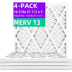 16 3/8x21 1/2x1 Merv 13 (4 pack) مرشح الهواء المطوي (الحجم الفعلي: 16 3/8 "x21 1/2" x3/4 ") MPR 1900 & FPR 10 ، مرشحات الهواء الفرن