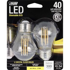 Feit Electric A15 LED Light Filament Bulb, 60W Equivalent, Dimmable, E26 Base, 2700K Soft White, Clear Glass Vintage Edison Light Bulb for Home, Office, 13-Year Lifetime, BPA1560927CAFIL2RP/6, 12 Pack in Kuwait