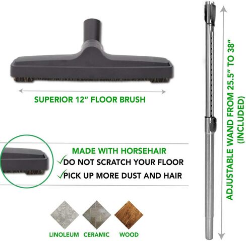 OVO Central Vacuum Carpet Deluxe Kit, 35ft ON/Off High-Voltage Hose with Pigtail, Deluxe 6 Adjustable Height Electric Carpet Beater, 12’’ Premium Floor Brush, Cleaning Tools and Easy Storage Acc. in Kuwait