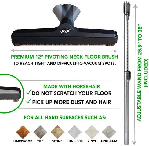 OVO Central Vacuum Carpet Deluxe Kit, 35ft ON/Off High-Voltage Hose with Pigtail, Deluxe 6 Adjustable Height Electric Carpet Beater, 12’’ Premium Floor Brush, Cleaning Tools and Easy Storage Acc. in Kuwait