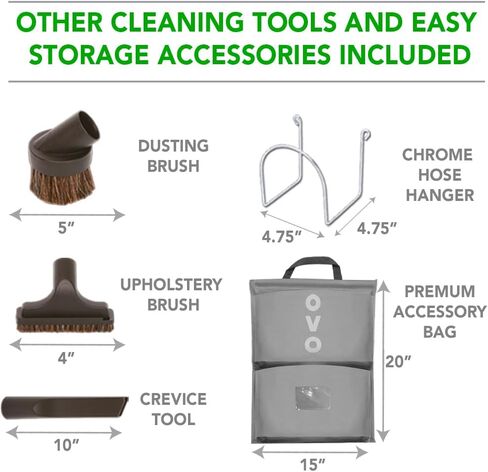 OVO Central Vacuum Carpet Deluxe Kit, 35ft ON/Off High-Voltage Hose with Pigtail, Deluxe 6 Adjustable Height Electric Carpet Beater, 12’’ Premium Floor Brush, Cleaning Tools and Easy Storage Acc. in Kuwait