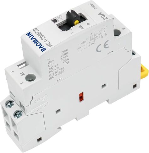 Baomain Manual Household AC Contactor HC1-63M/2 63A 2 Pole 50/60Hz Modular Contactor Circuit Control 35mm DIN Rail (2NO, AC 220V, HC1-63M/20) in Saudi Arabia