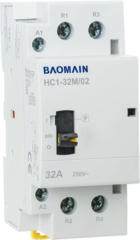 Baomain Manual Household AC Contactor HC1-63M/2 63A 2 Pole 50/60Hz Modular Contactor Circuit Control 35mm DIN Rail (2NO, AC 220V, HC1-63M/20) in Saudi Arabia