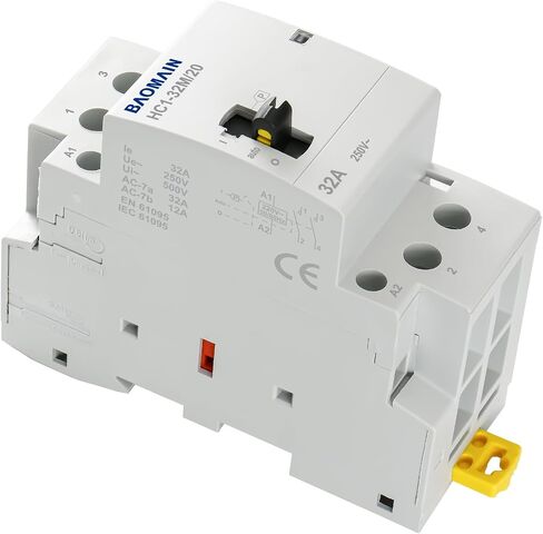Baomain Manual Household AC Contactor HC1-63M/2 63A 2 Pole 50/60Hz Modular Contactor Circuit Control 35mm DIN Rail (2NO, AC 220V, HC1-63M/20) in Saudi Arabia