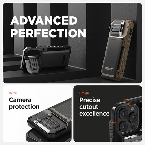 VRS DESIGN Damda Glide DuoGuard for iPhone 13 Pro Max Phone Case (2021), Premium Sturdy Fully Covered Camera Lens Protection Cover Card Holder Wallet Case (Groove Black) in Kuwait