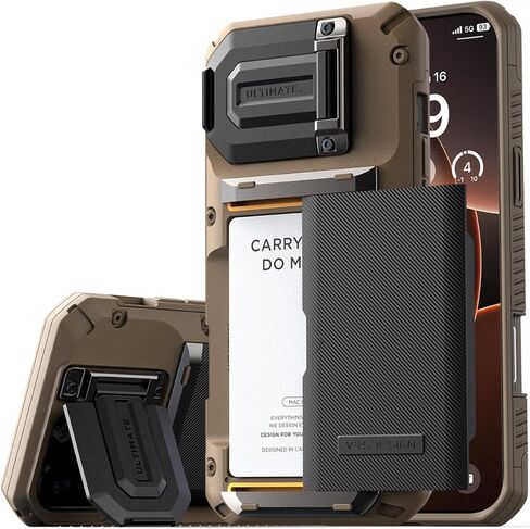 VRS DESIGN Damda Glide DuoGuard for iPhone 13 Pro Max Phone Case (2021), Premium Sturdy Fully Covered Camera Lens Protection Cover Card Holder Wallet Case (Groove Black) in Kuwait