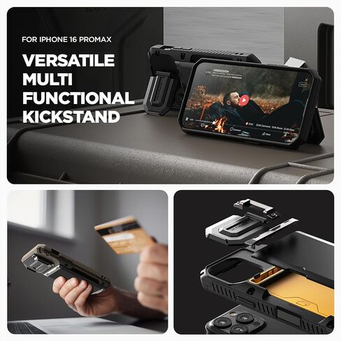 حافظة هاتف VRS DESIGN Damda Glide DuoGuard لهاتف iPhone 13 Pro Max (2021)، حافظة محفظة متينة ومغطاة بالكامل لحماية عدسات الكاميرا (أسود أخدود) in Kuwait